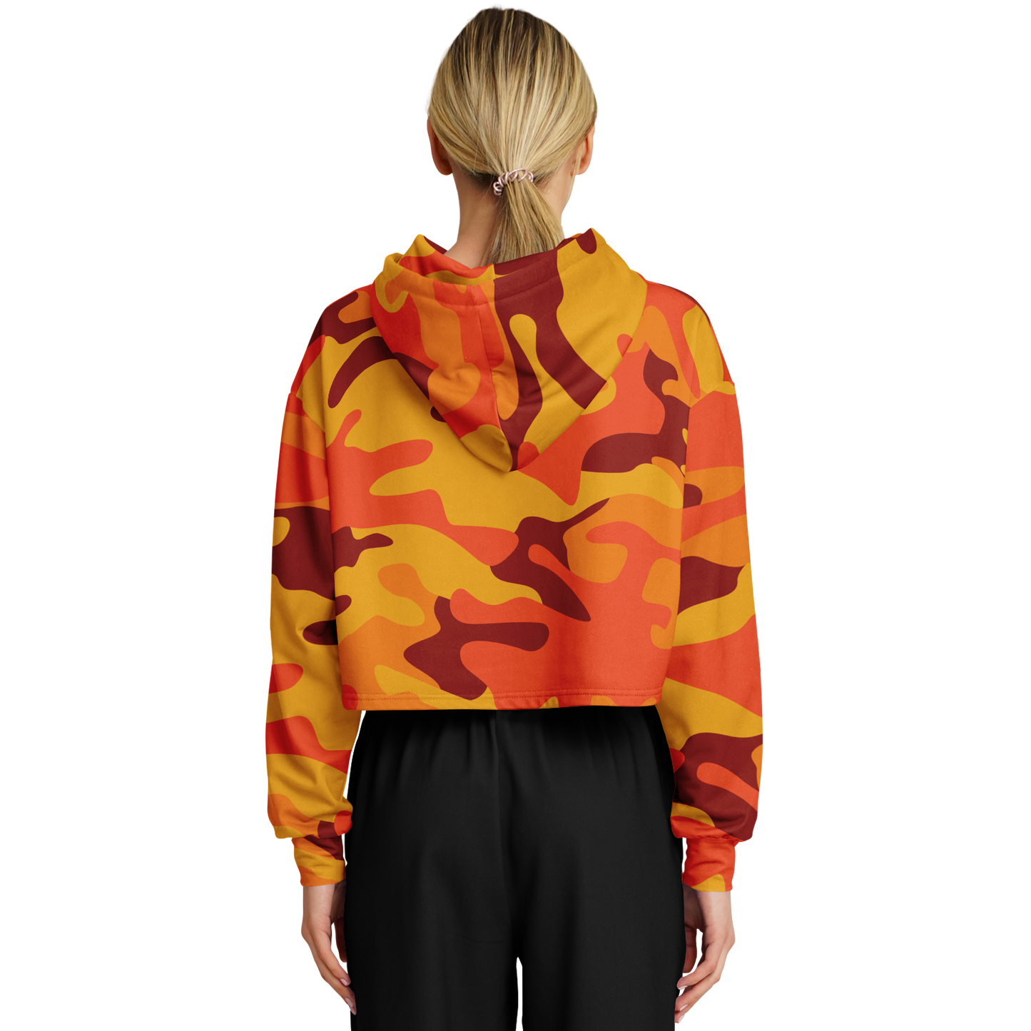 Cropped Hoodie For Women | Orange & Red Camo