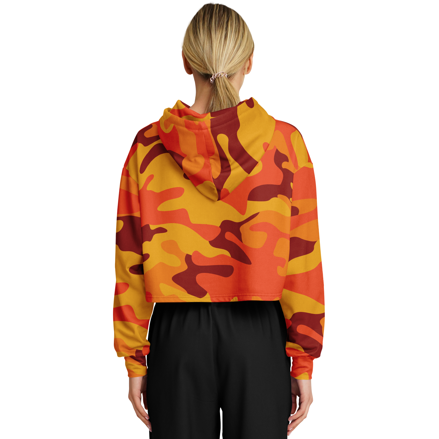 Cropped Hoodie For Women | Orange & Red Camo