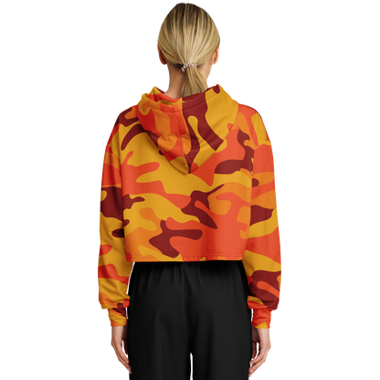 Cropped Hoodie For Women | Orange & Red Camo