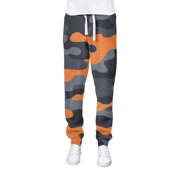 Men's Camo Track Pants | Orange, Gray & Black