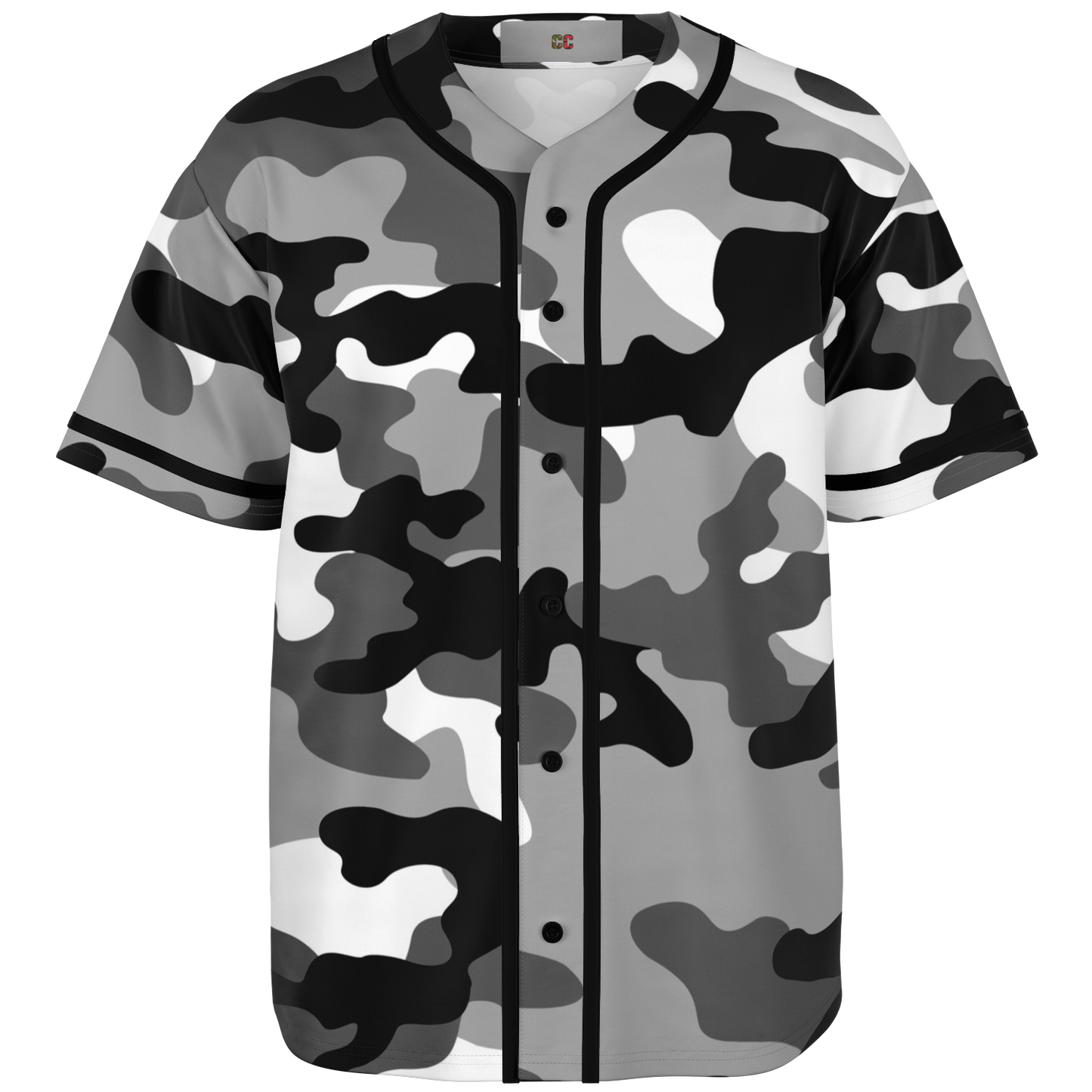 Camo Baseball Jersey | Black, White & Gray Camouflage