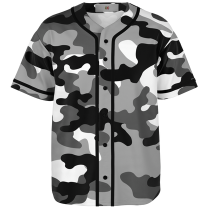 Camo Baseball Jersey | Black, White & Gray Camouflage