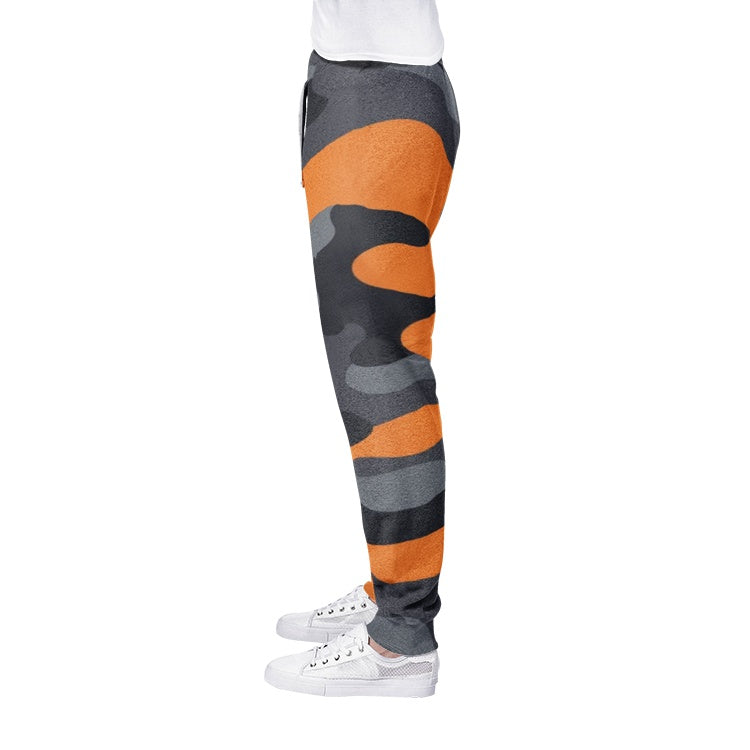 Men's Camo Track Pants | Orange, Gray & Black