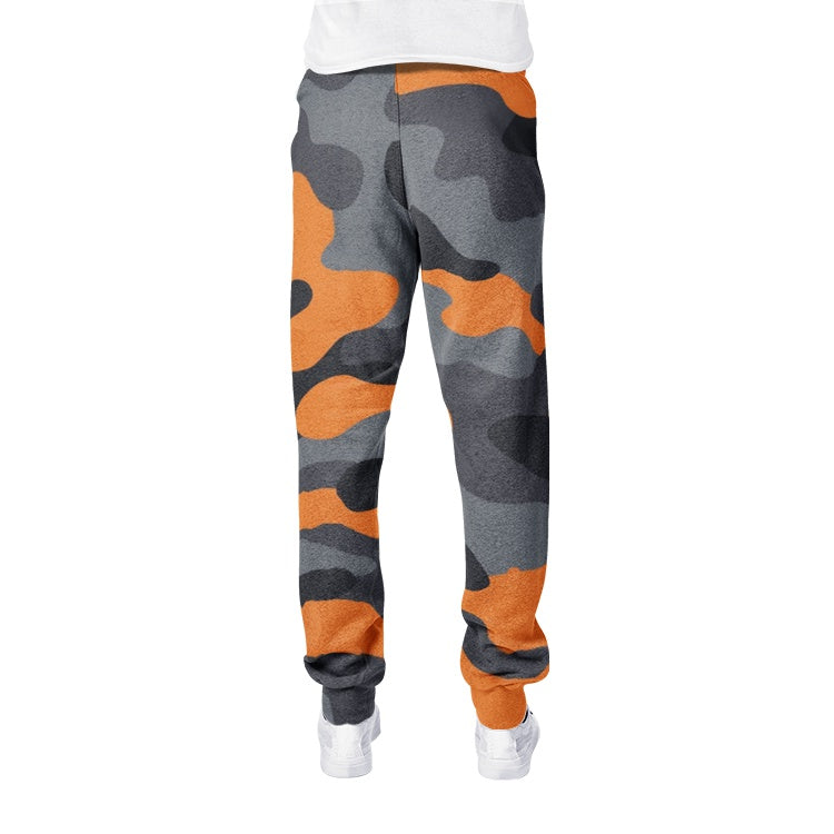 Men's Camo Track Pants | Orange, Gray & Black