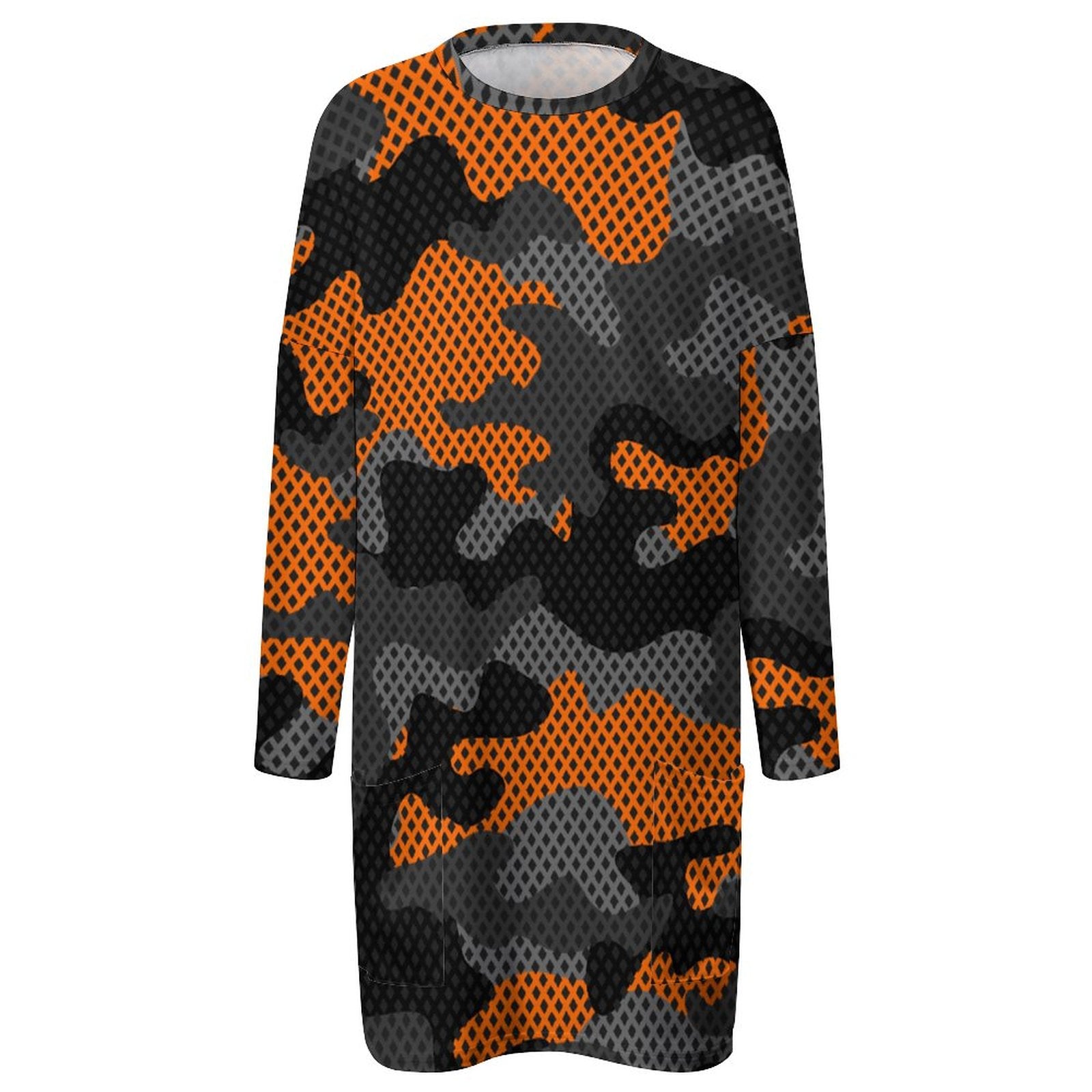 Camo Shirt | Loose Fit Long Sleeves | Orange & Black Pixel