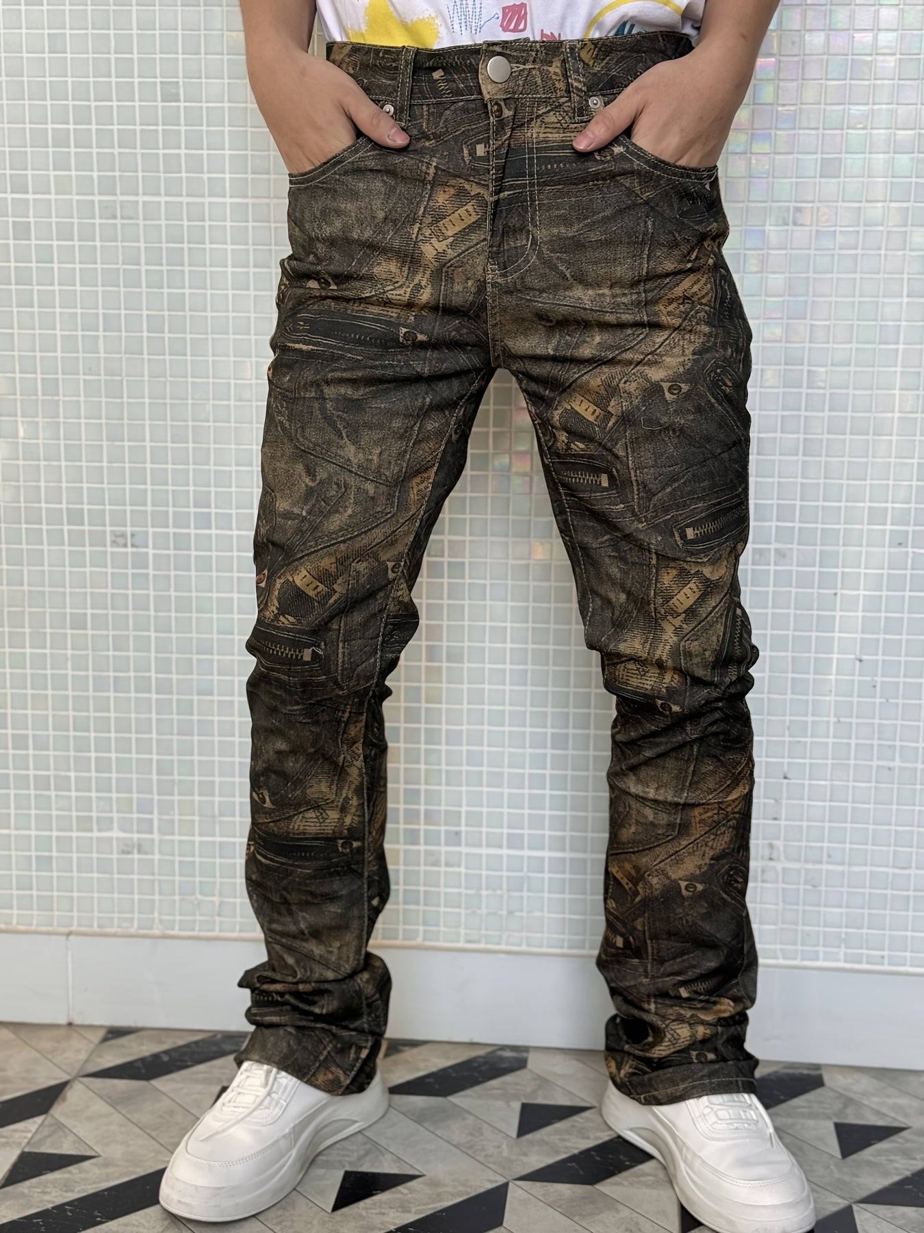 Stretch Denim Pants For Men | Street Motorcycle Flared Pants