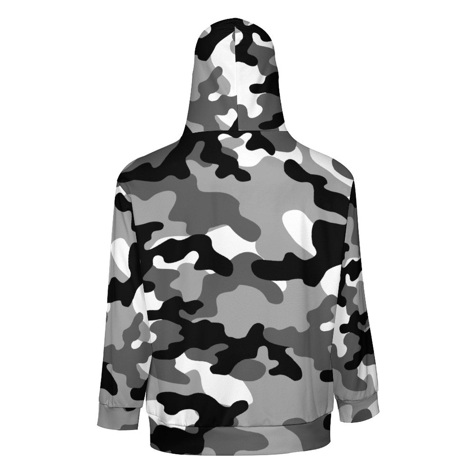 Zip up Camo Hoodie | Black, White & Gray Camouflage