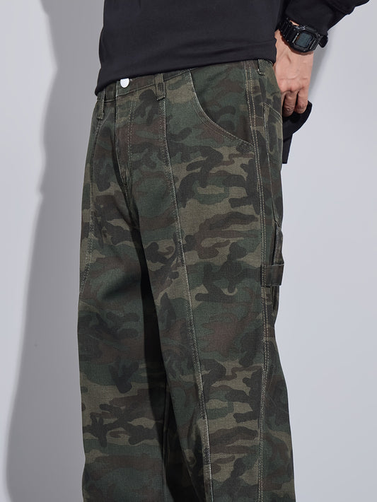 Men's Camo Denim Jeans | Loose-Fit Outdoor Pants