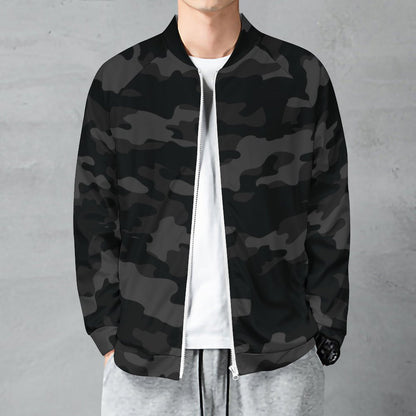 Camo Shirt | Raglan Zip-up | Black Camouflage