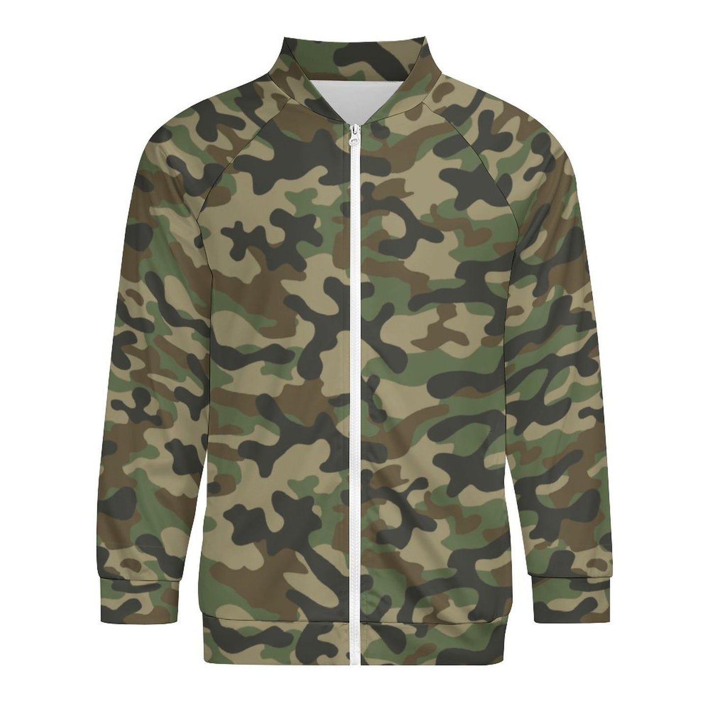 Camo Shirt | Raglan Zip-up | Military Brown