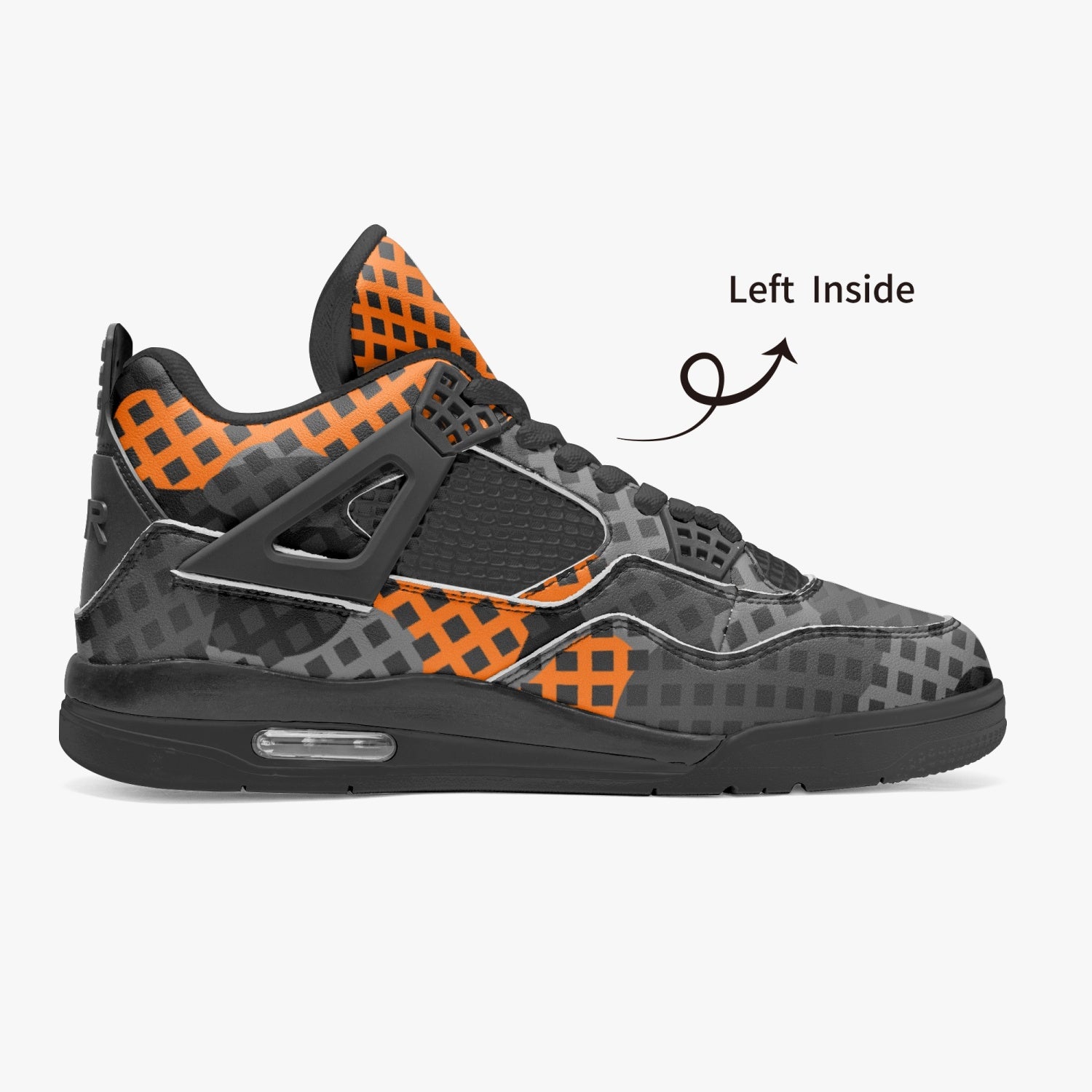 Camo Jordans AJ4 | Orange & Black Pixel Camouflage