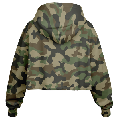 Cropped Hoodie For Women | Military Brown Camouflage