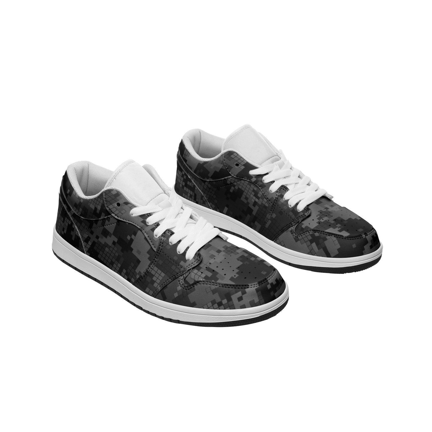 Gray Camo Sneakers | Digital Monochrome | Unisex Low Top