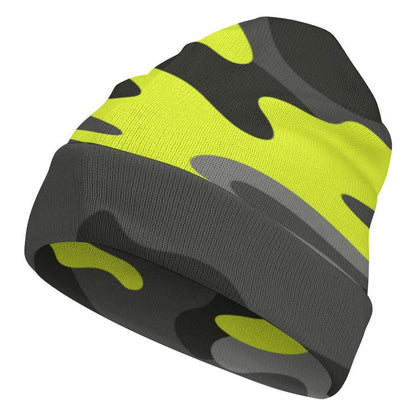 Camo Beanie | Black, Gray & Yellow Camouflage