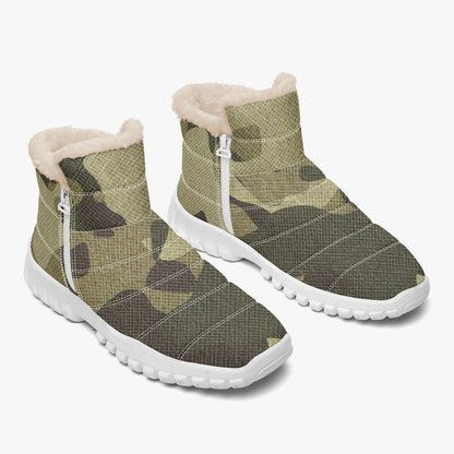 Camo Boots | Cotton-pad Fur Zipper Up | Green Fabric