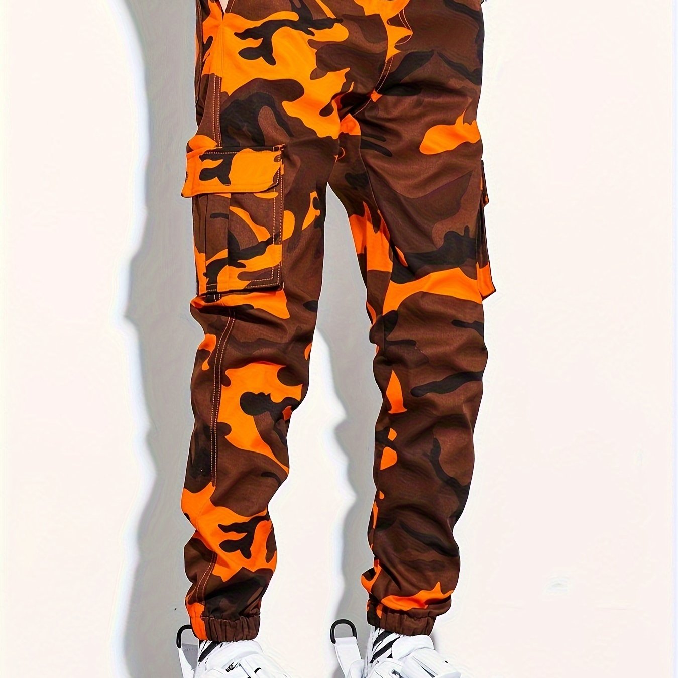 Men's Camo Cargo Cropped Pants With Multi Pockets | Vintage Style