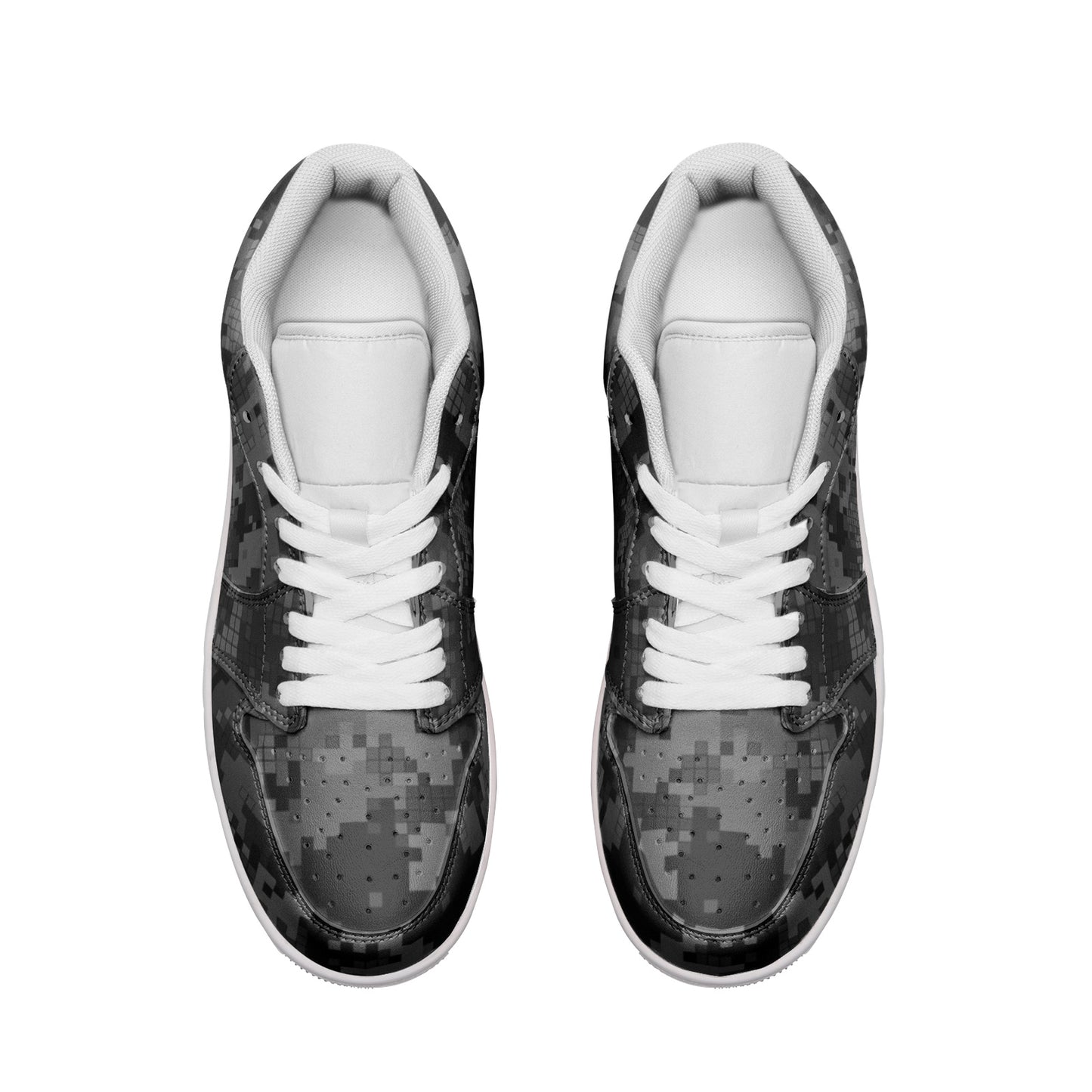 Gray Camo Sneakers | Digital Monochrome | Unisex Low Top