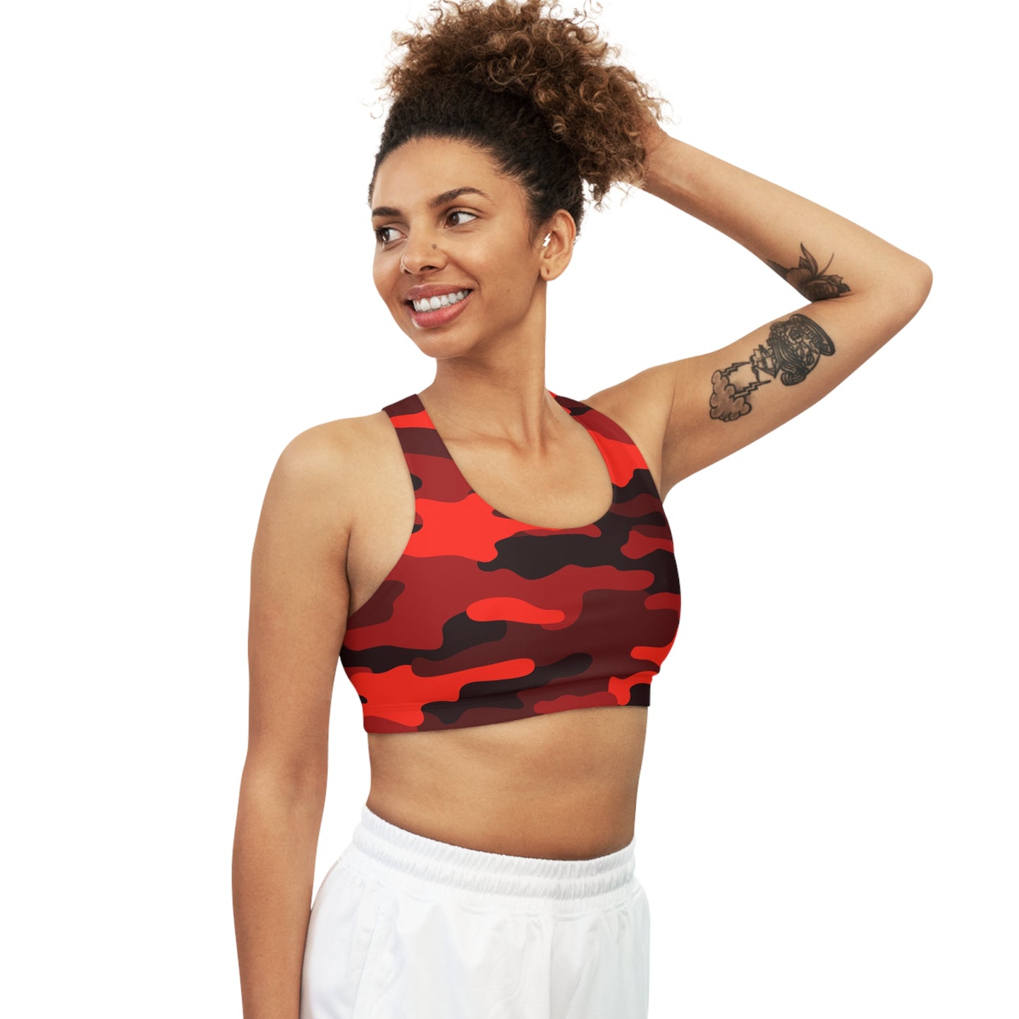 Camo Bra | Scarlet Red & Black Sports Camouflage