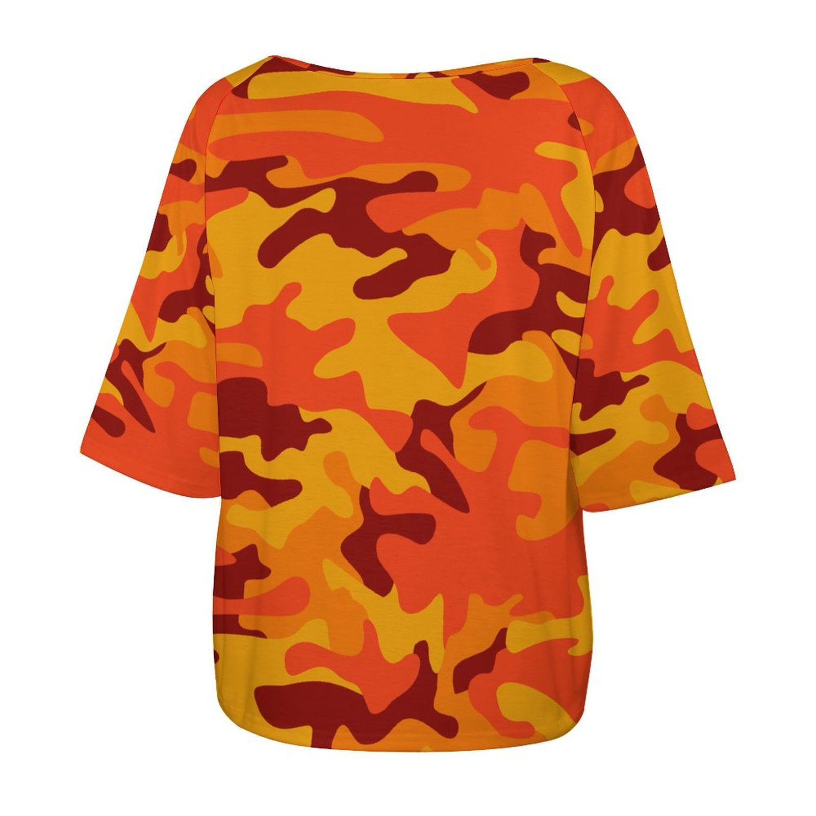 Off The Shoulder Top | Orange & Red Camo Shirt