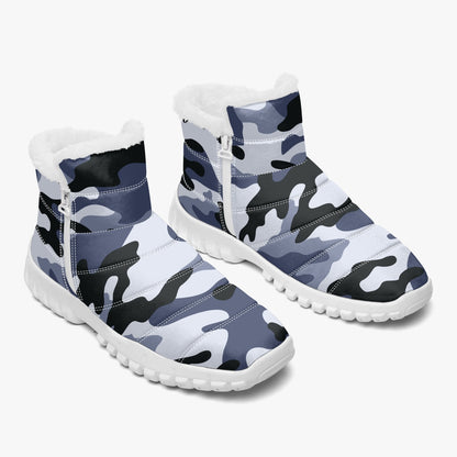 Camo Boots | Cotton-pad Fur Zipper Up | Light Blue