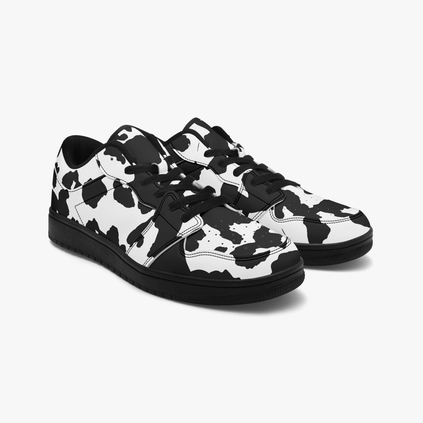 Camo Sneakers | Black and White Low-Top Leather Camouflage