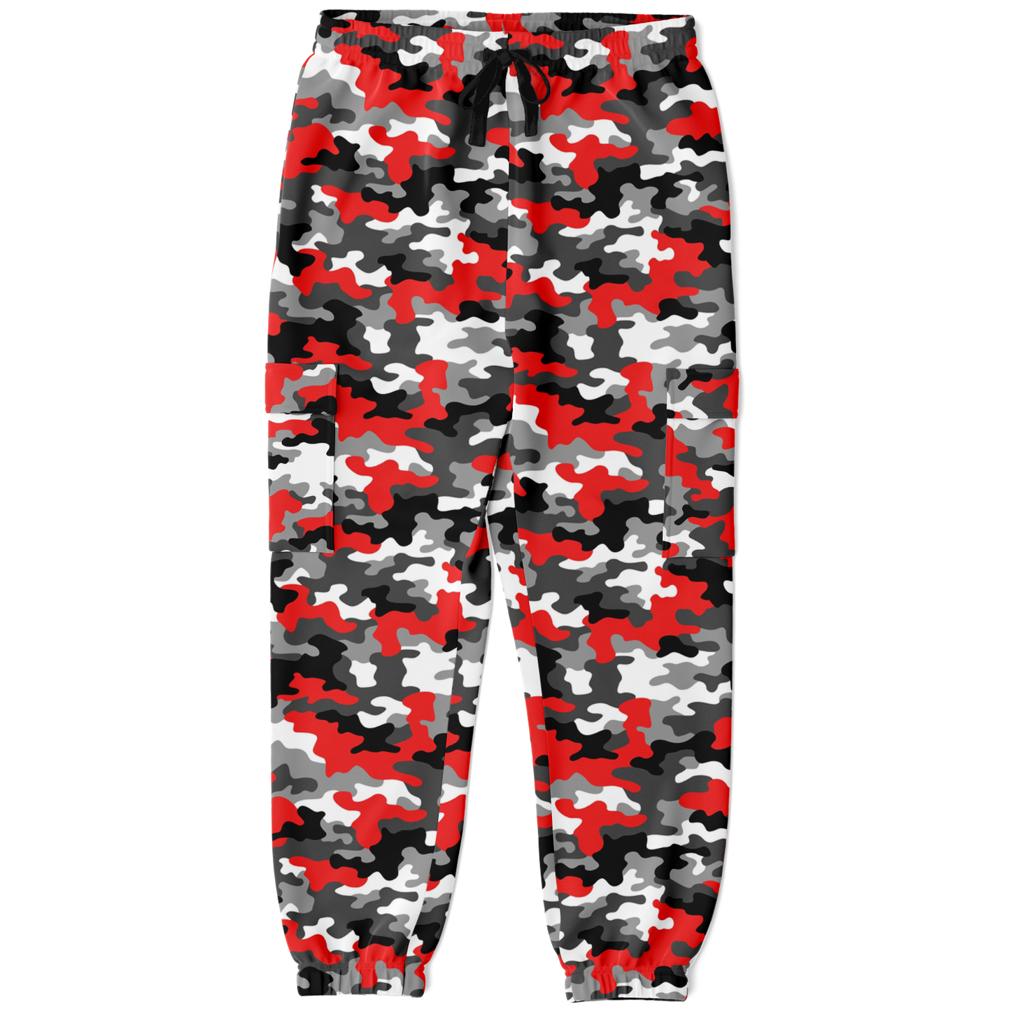 Red Camo Cargo Pants | Mixed Gray, Black, and White | Unisex