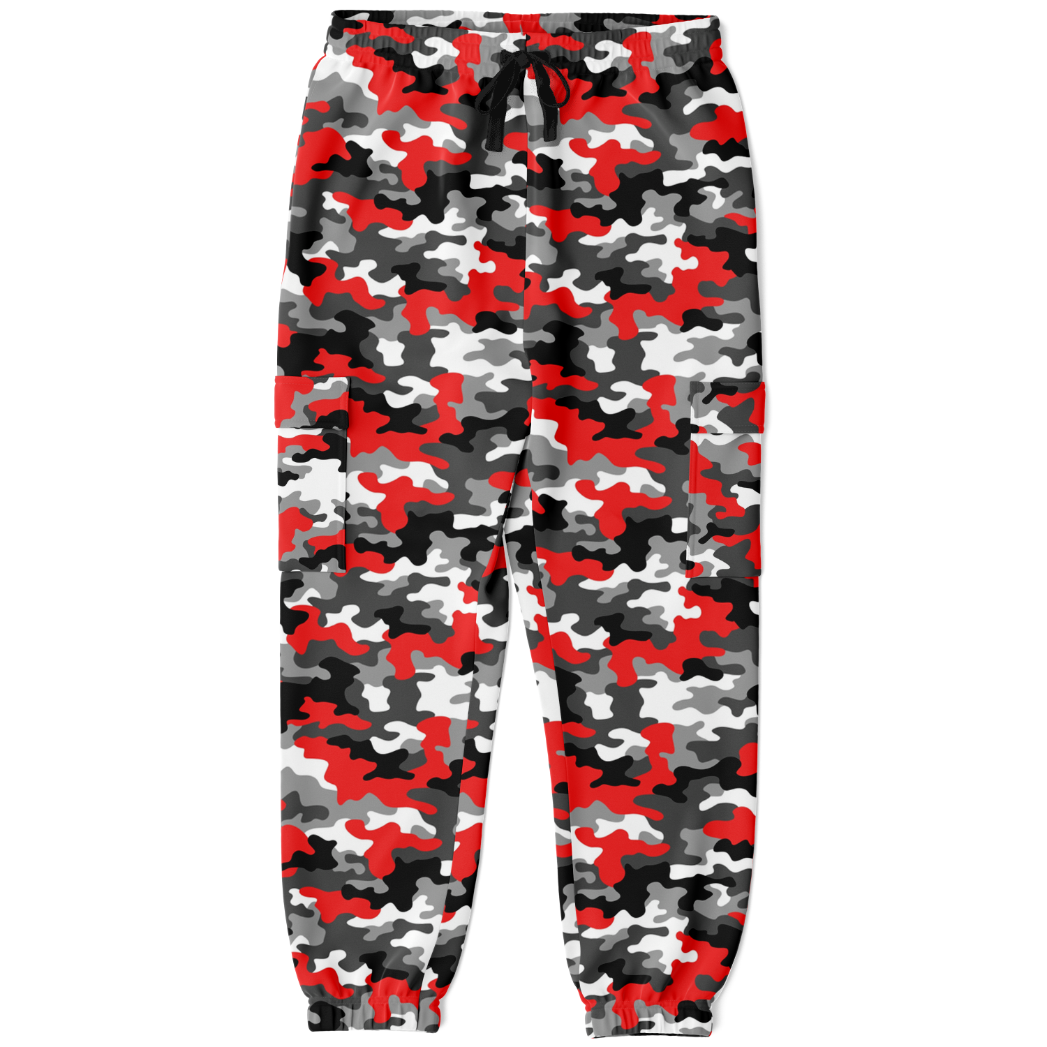 Red Camo Cargo Pants | Mixed Gray, Black, and White | Unisex