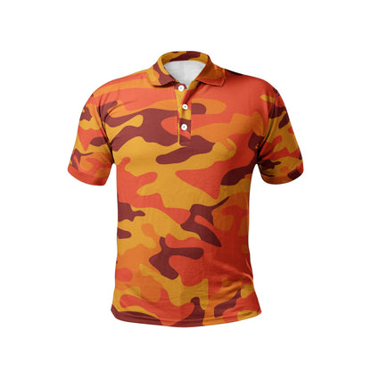 Camo Golf Shirt | Orange & Red Camouflage