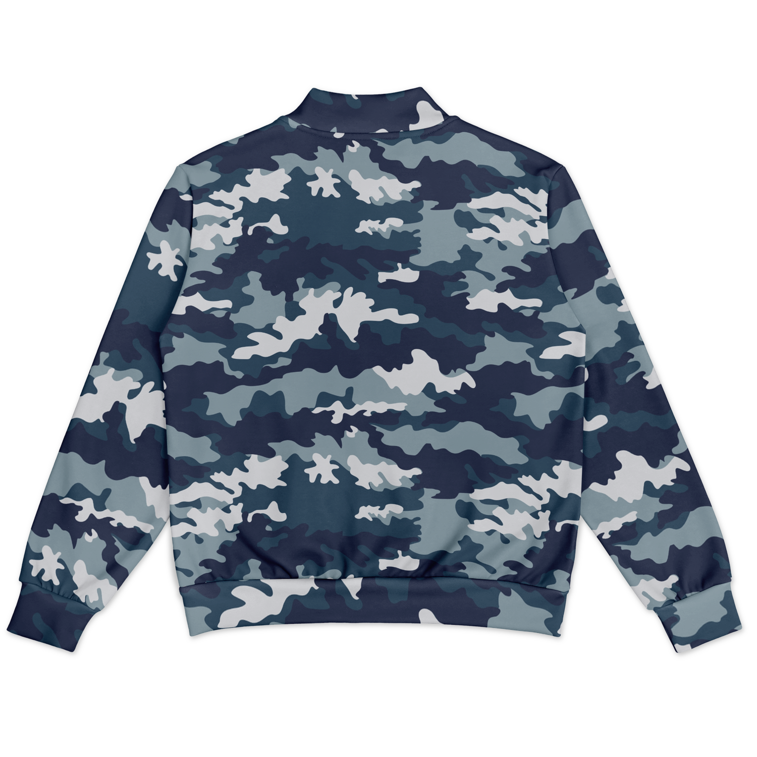 Baseball Jacket in Navy Blue Camouflage Print