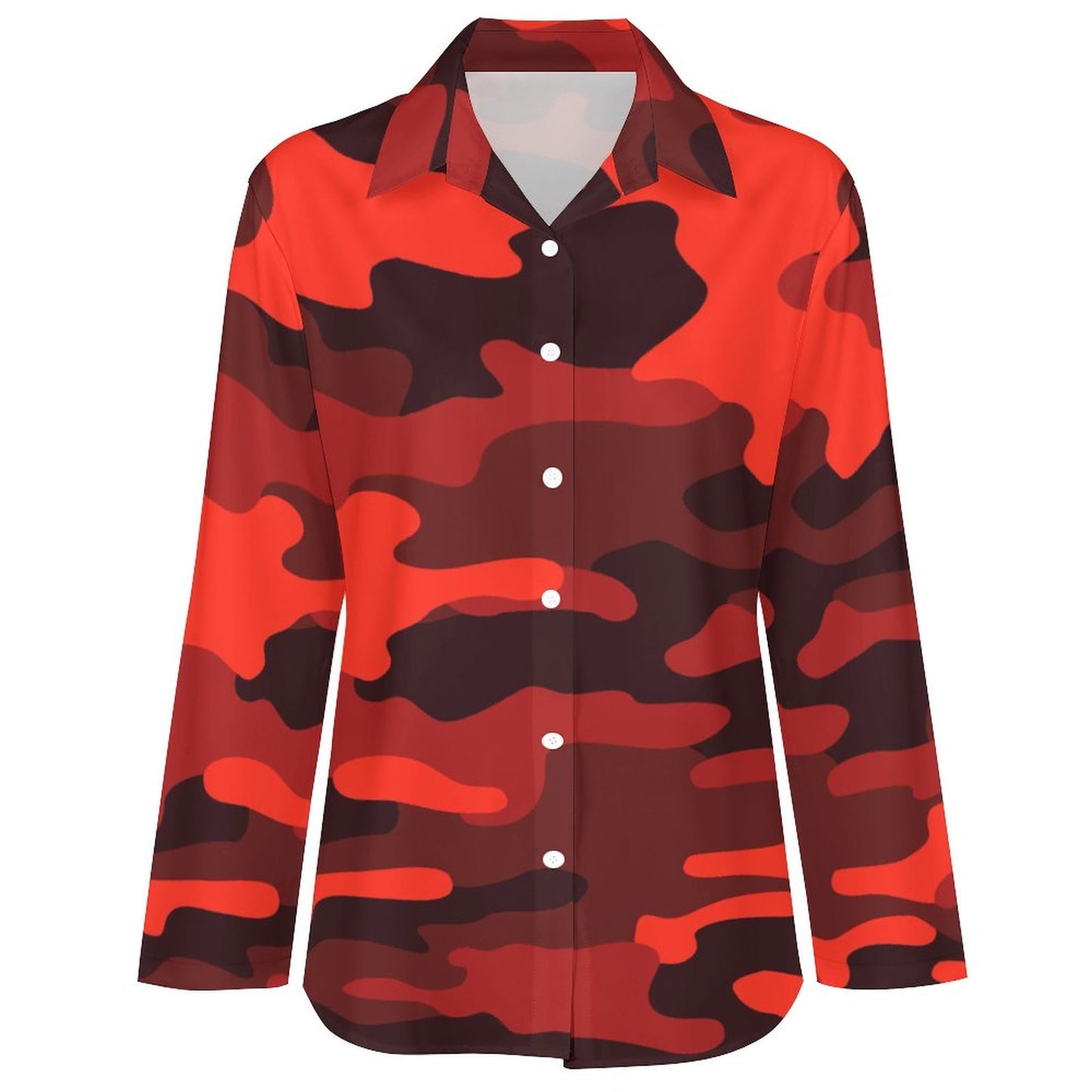 Women's Button-Up Camo Shirt | Scarlet Red & Black