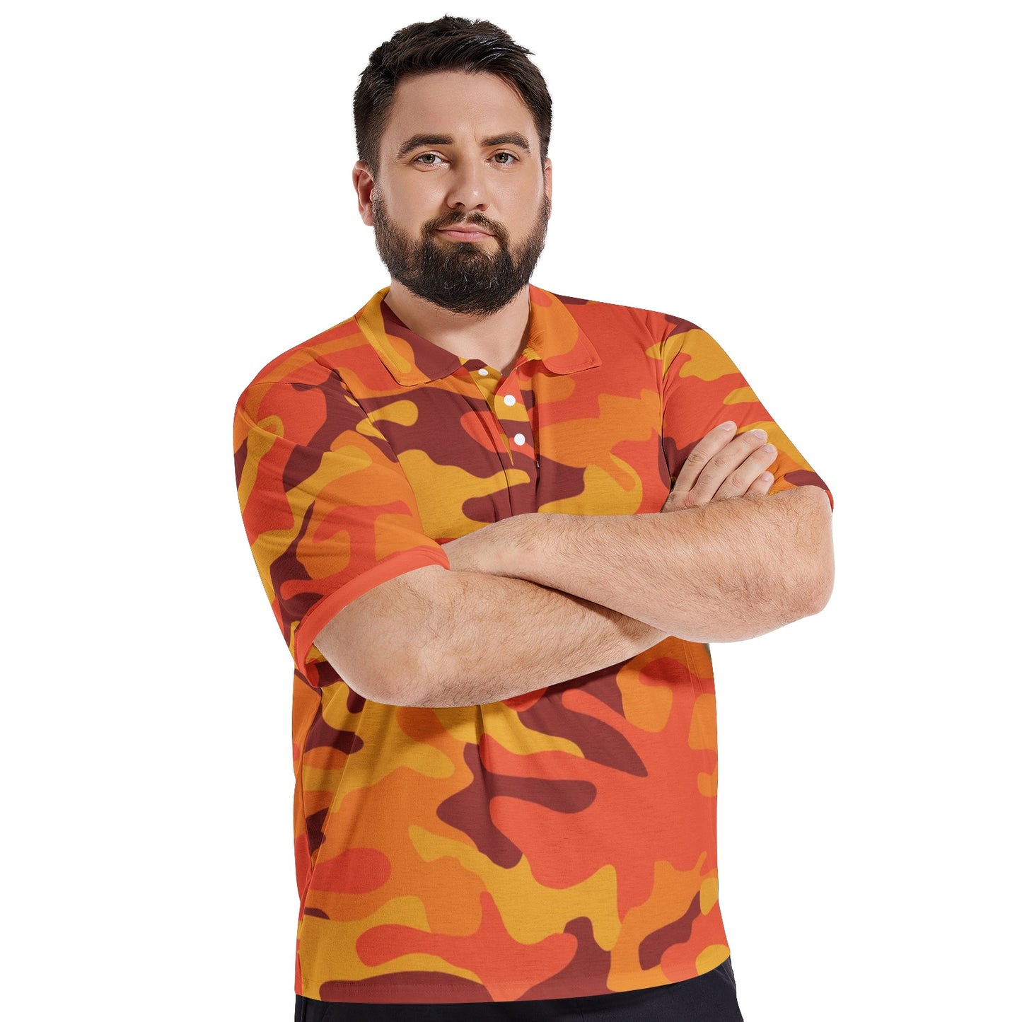 Camo Golf Shirt | Orange & Red Camouflage