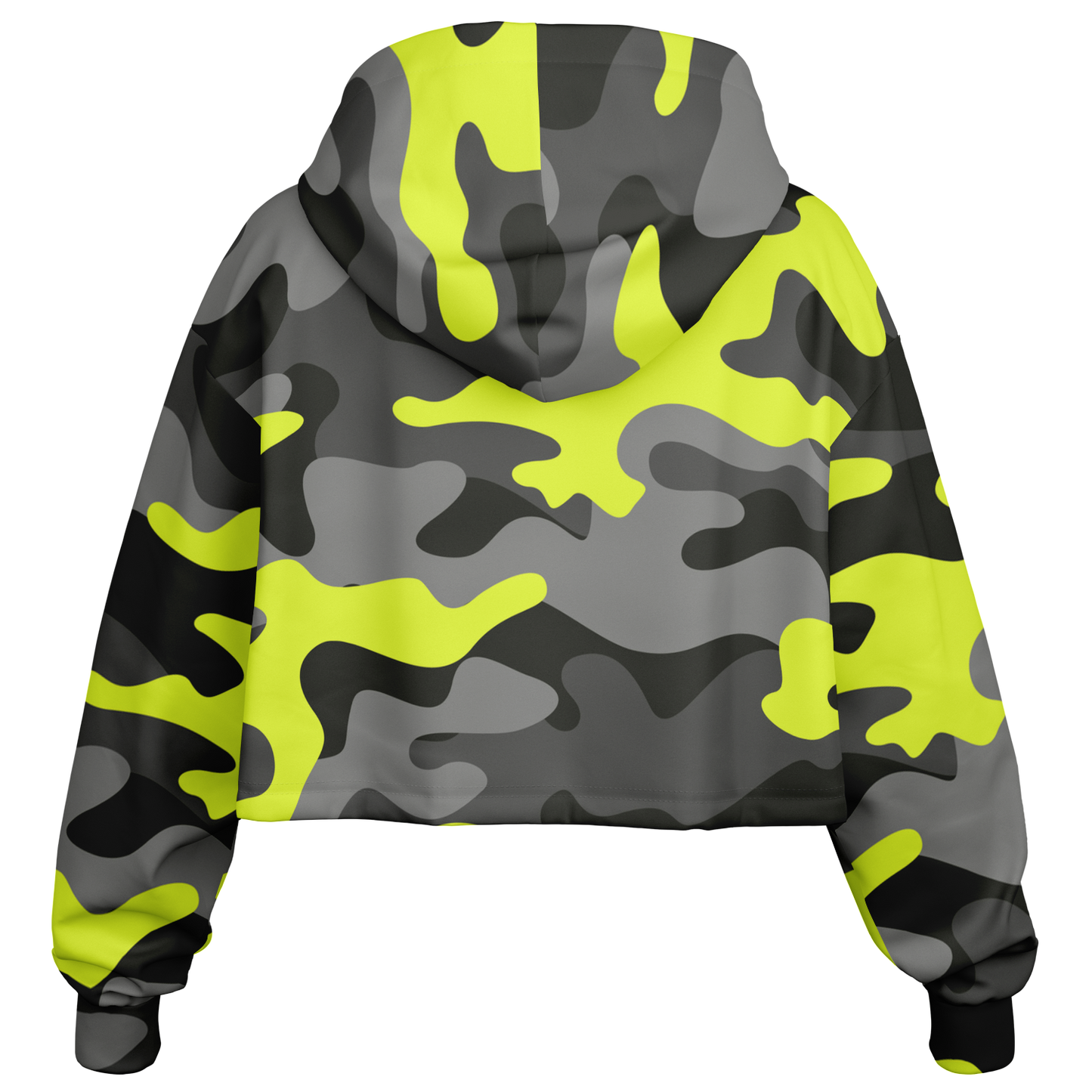 Cropped Hoodie For Women | Black, Gray & Yellow Camouflage