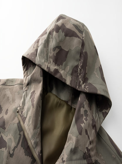 Men's Camouflage Hooded Zip Jacket: Multi-pocket, Loose Fit