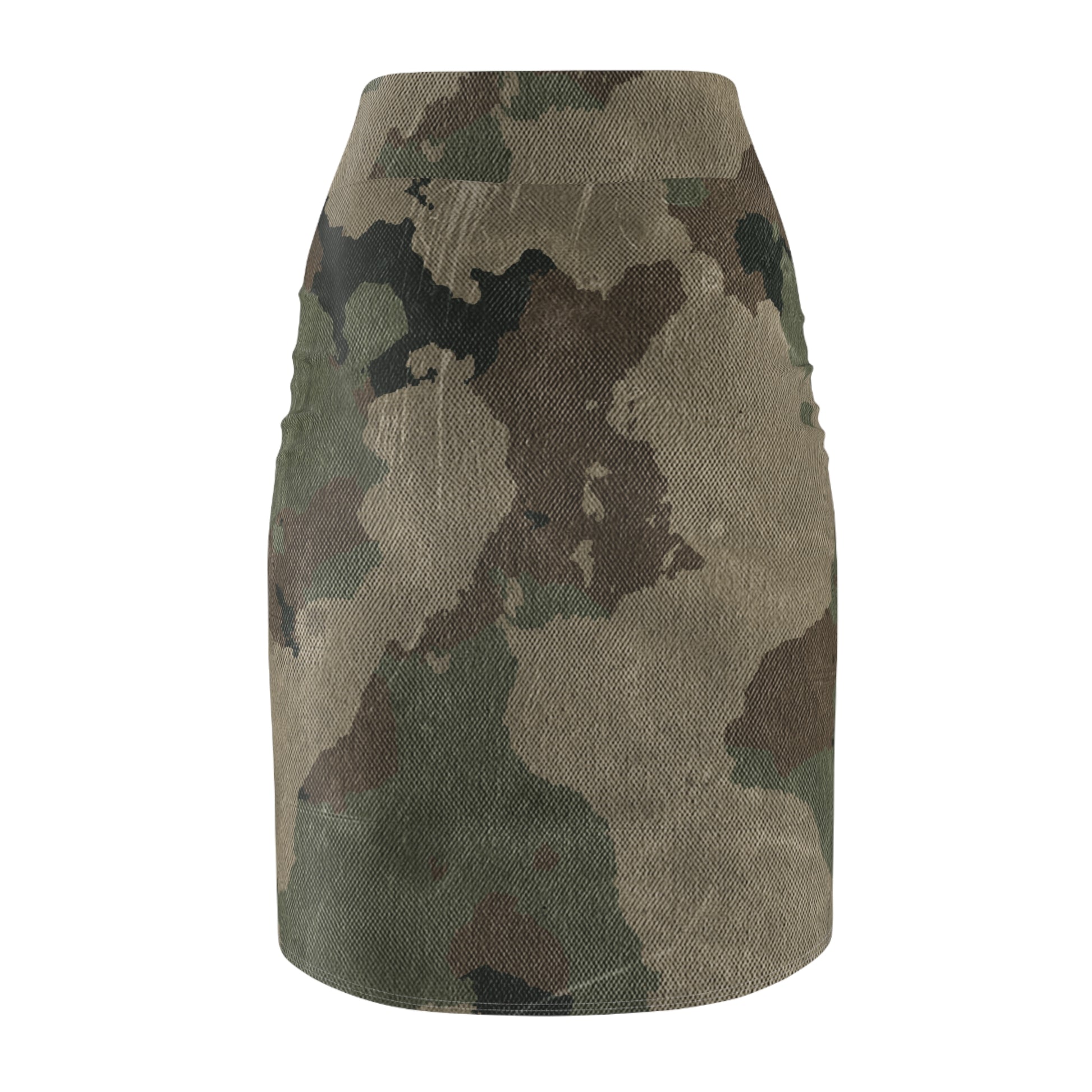 Camo Mini Skirt | Pencil Cut | Dirty Brown