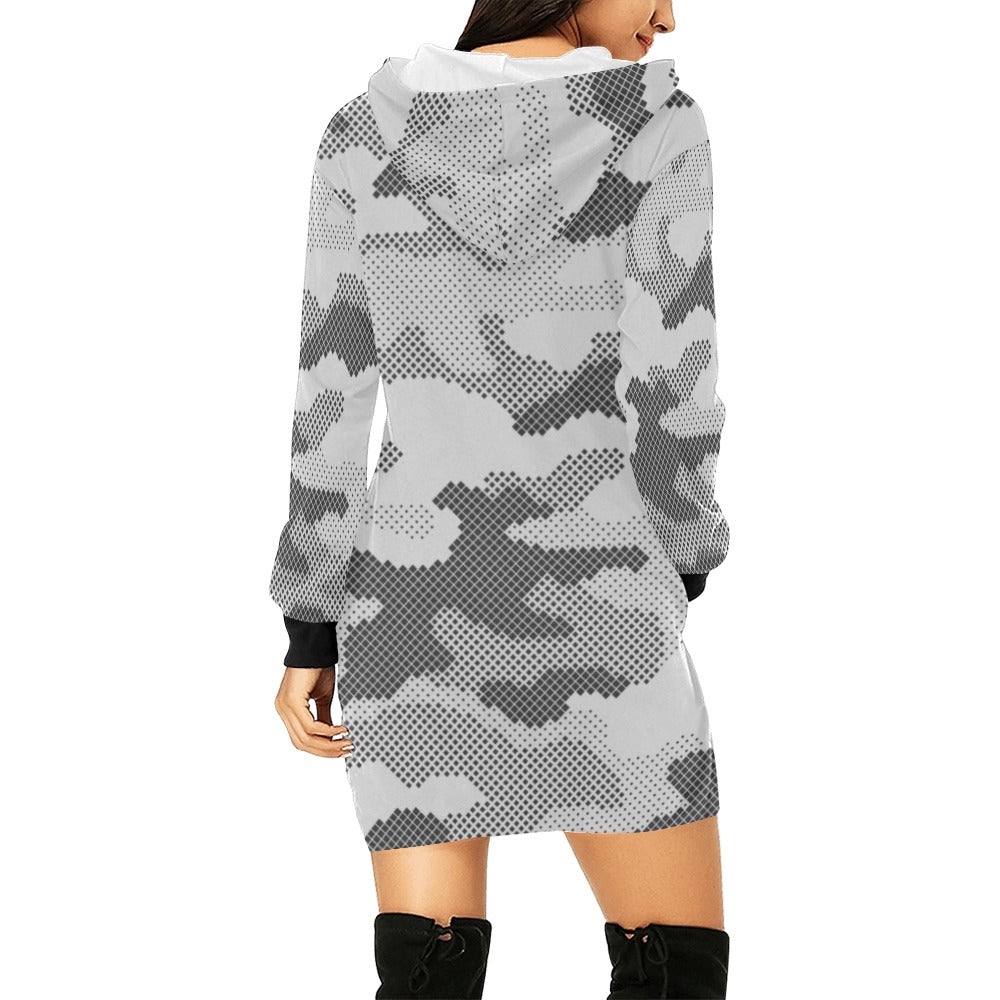 Camo Hoodie Dress | Digital Gray Camouflage