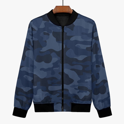 Women's Camo Bomber Jacket | Deep Blue Camouflage