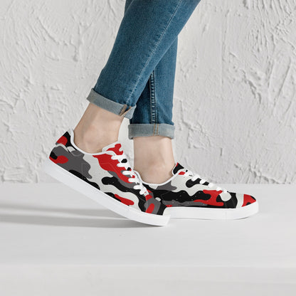 Camo Sneakers | Classic Low-Top | Red, Black, & White