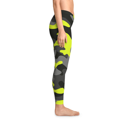 Yellow, Black, and Gray Camo Leggings For Women