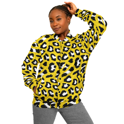 Baseball Jacket in Yellow & Black Leopard Pattern