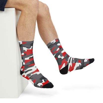 Camo Socks | Red, Black, and White | Sublimation Crew