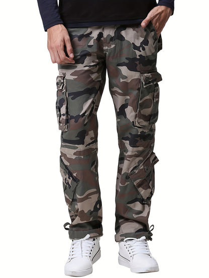 Camo Cargo Pants for Men: Cotton, Casual Fit, Zip & Drawstring Closure