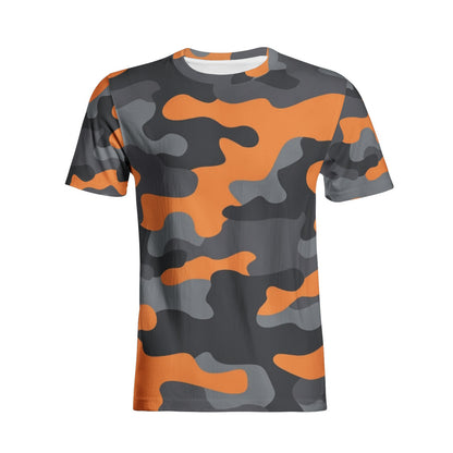 Camo T-shirt | Cotton | Unisex | Orange, Black, and Gray