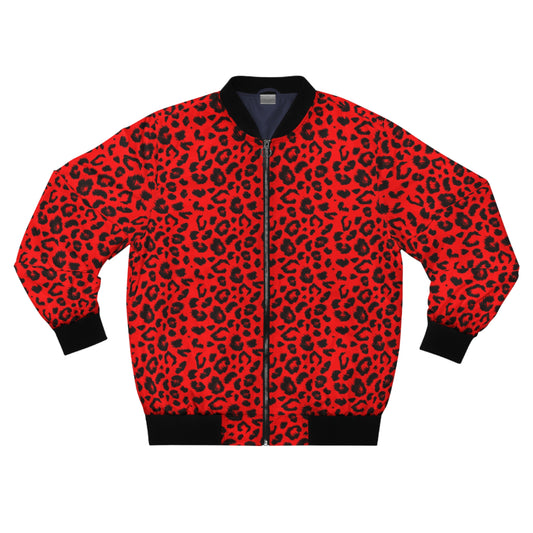 Leopard Jacket | Men's Classic Bomber | Red & Black