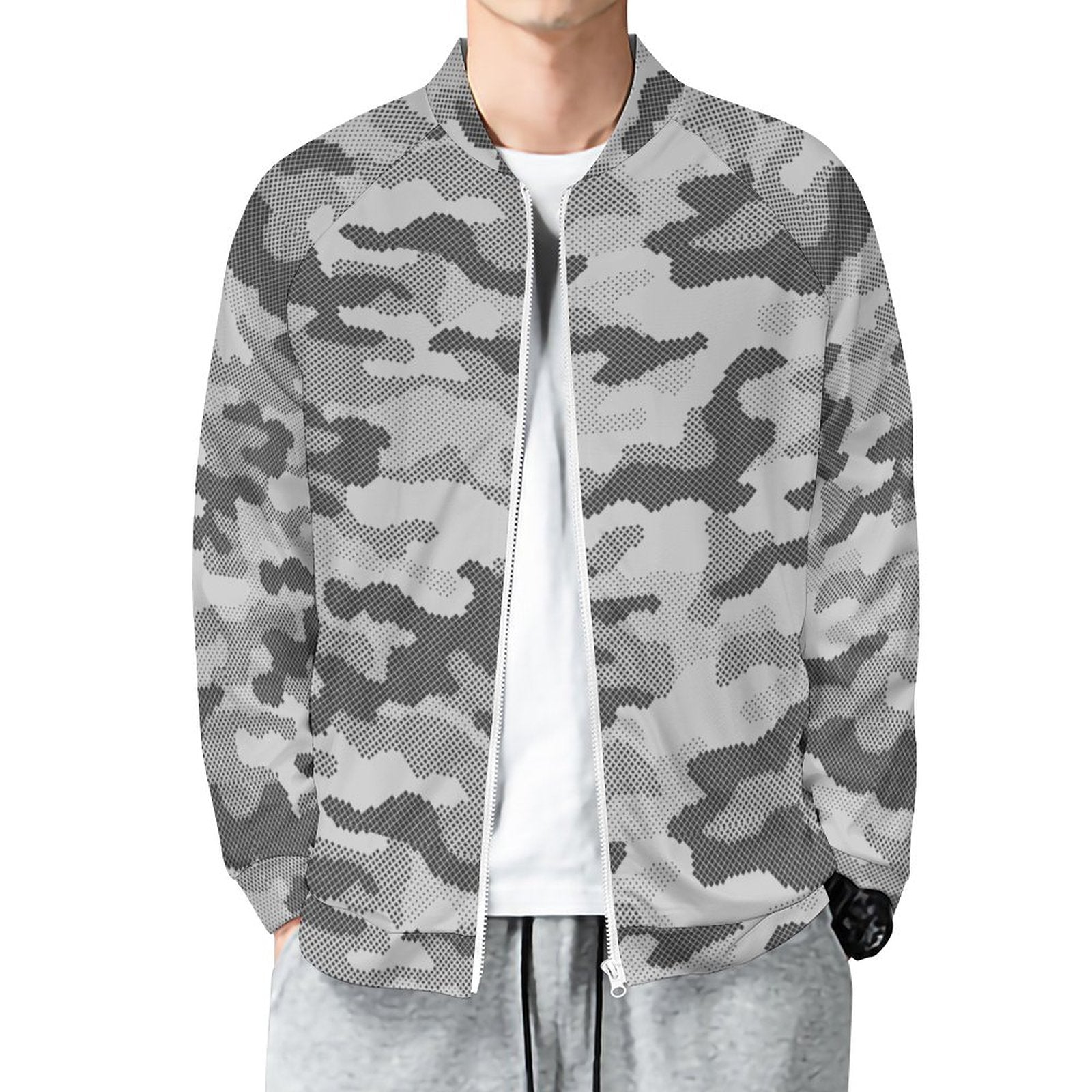 Camo Shirt | Raglan Zip-up | Digital Gray