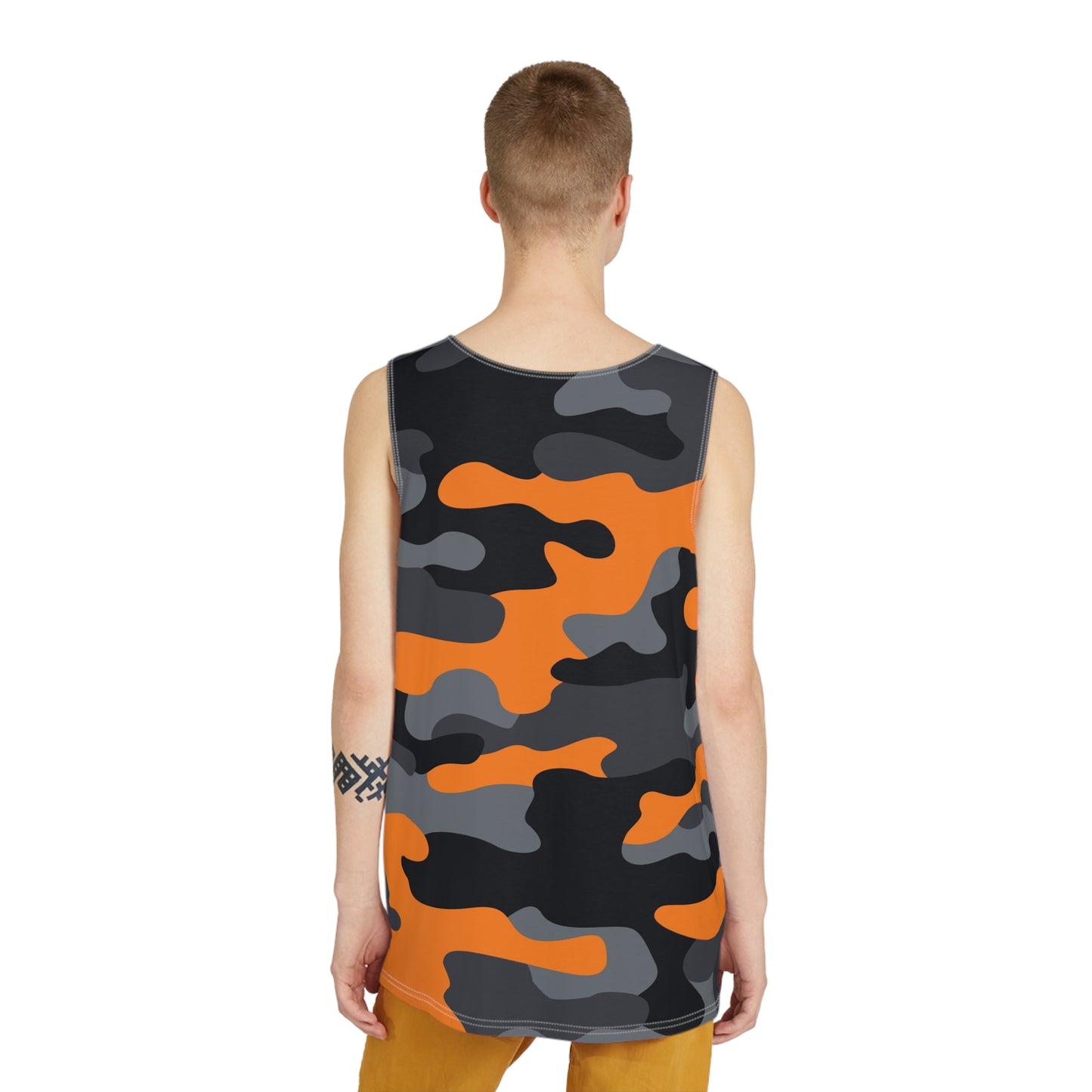 Men's Camo Tank Top | Orange, Black, and Gray | Loose Fit