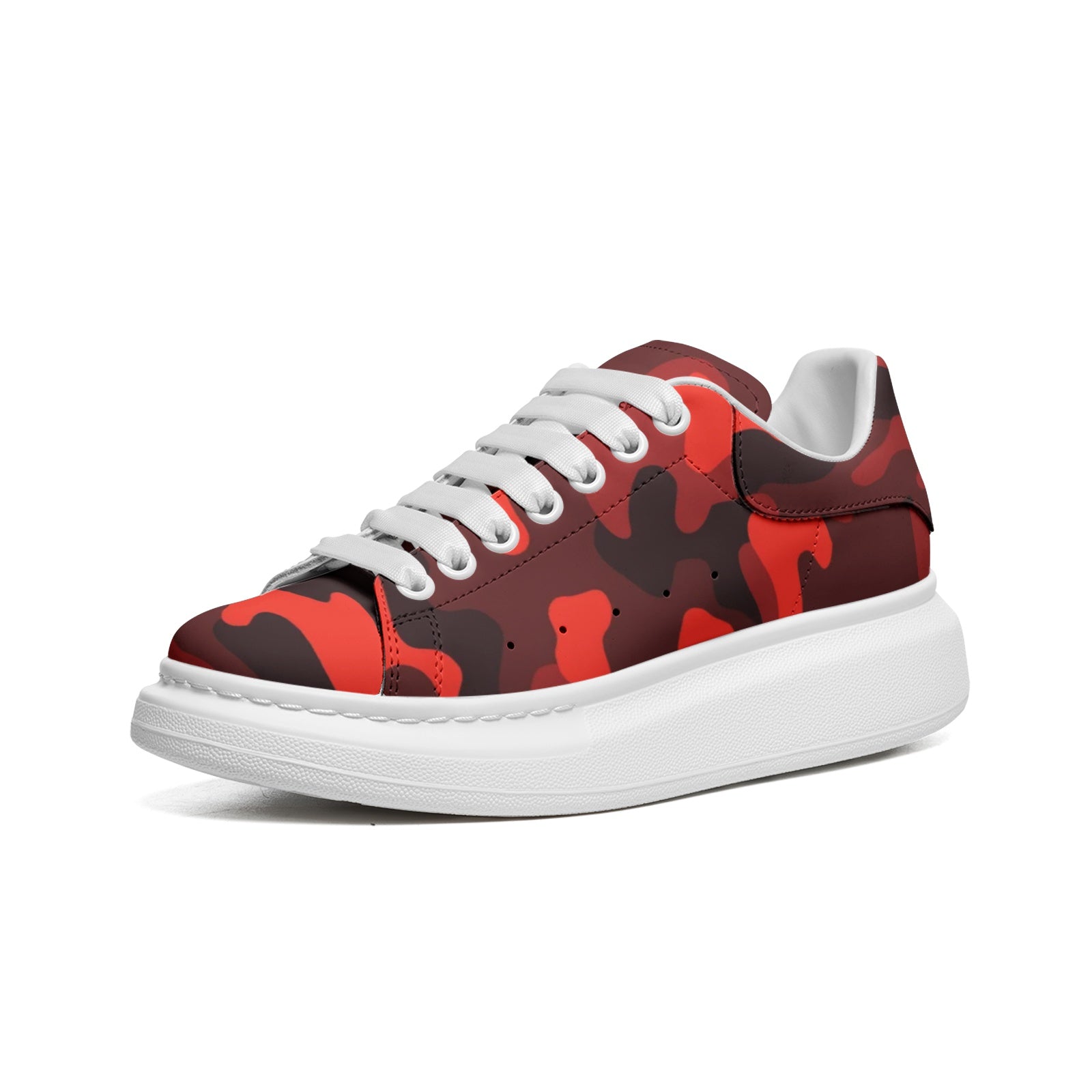 Oversized McQueen Sneakers | Scarlet Red & Black Camouflage