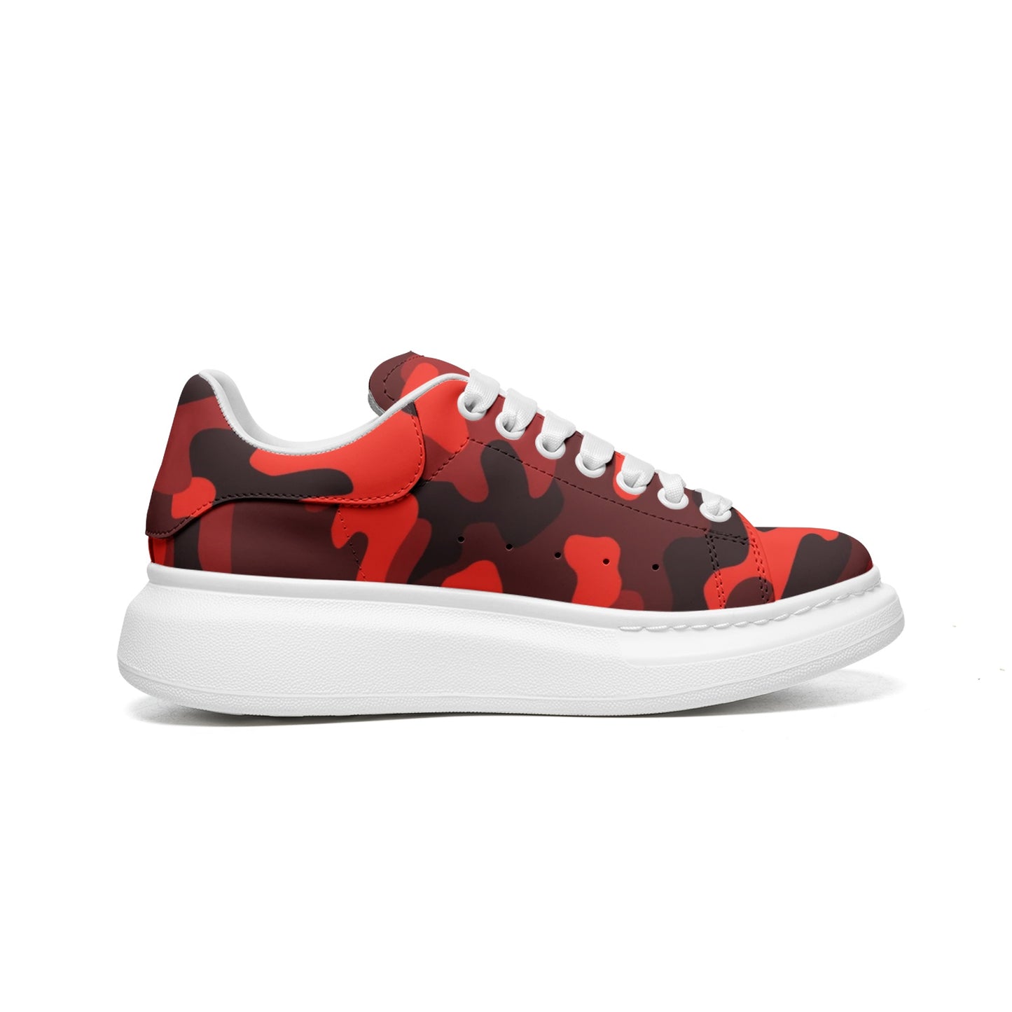 Oversized McQueen Sneakers | Scarlet Red & Black Camouflage