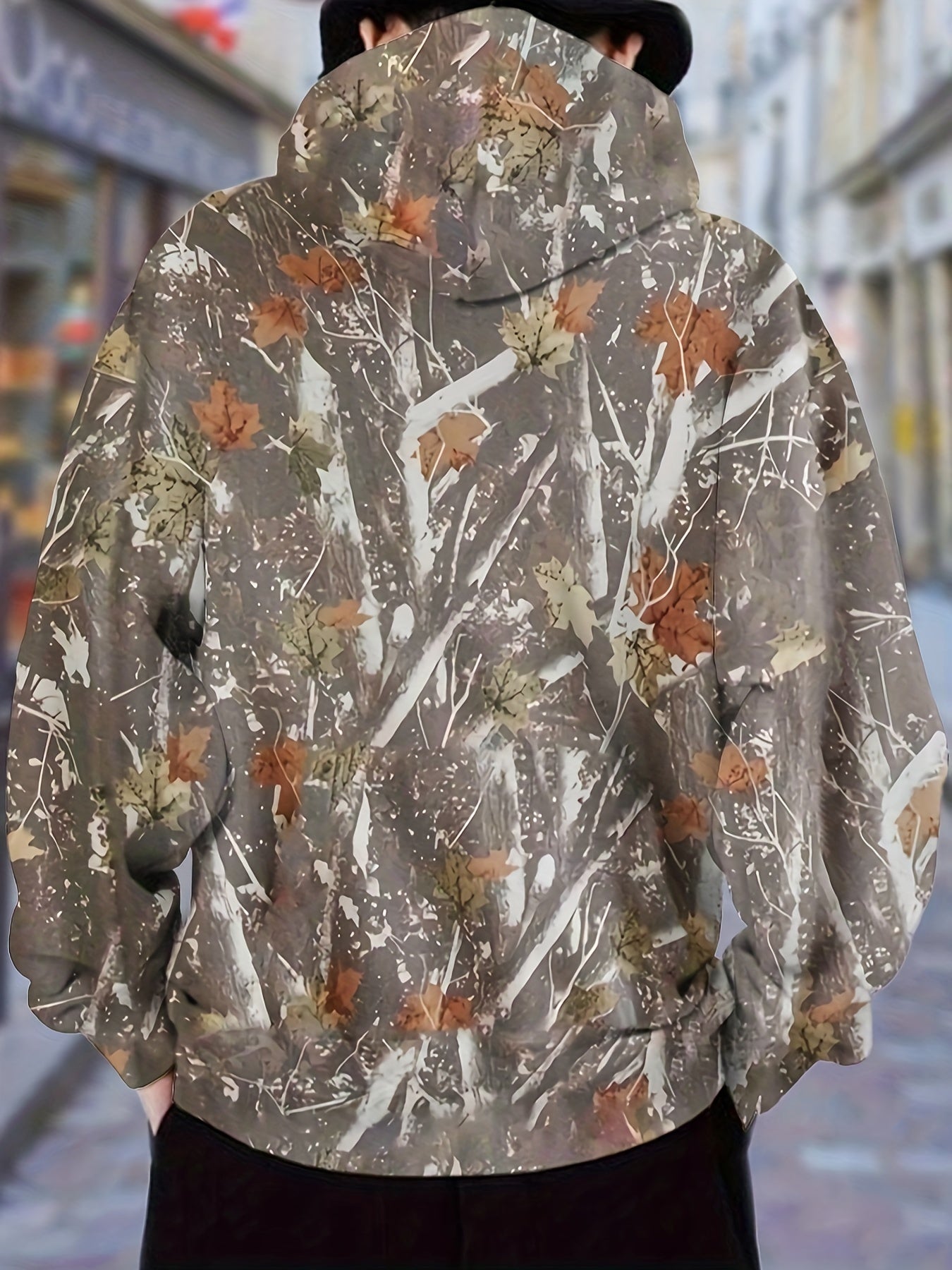 Men's Tropical Print Hoodie | Casual Apricot Pullover