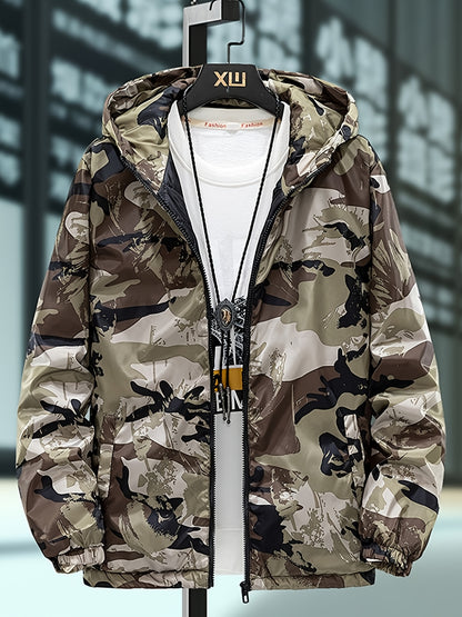 Men's Windproof Camo Jacket with Fleece Lining | Sports Coat