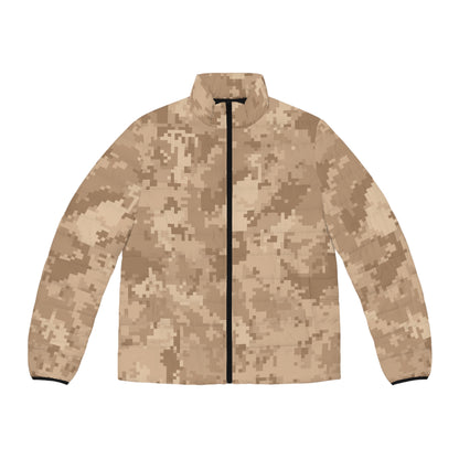 Camo Puffer Jacket For Men | Brown Pixel Digital Camouflage